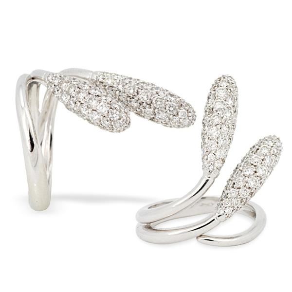 18k White Gold and Pave Diamond Teardrop Ring