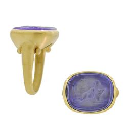 18KT. BLUE MURANO RING