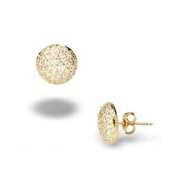 18k Yellow Gold and Diamond Button Earrings