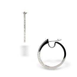 18k White Gold and Diamond Hoops