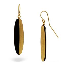 18KT OBLONG BLACK ONYX EARRINGS