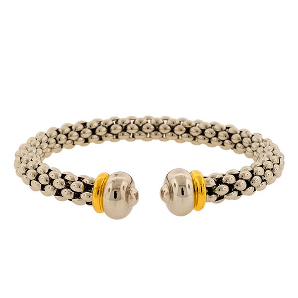 8mm 18k Round Woven  Cuff & Round Ends with Yellow Gold Band