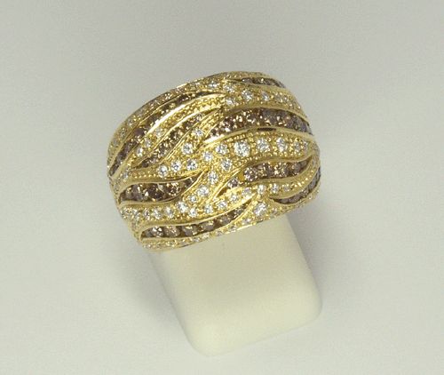White and Brown Diamond Ring in 18k Yellow Gold