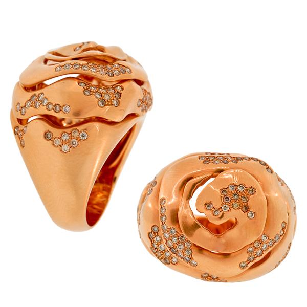 'Istanbul', 18 KP sprial ring with Diamonds by Antonini.