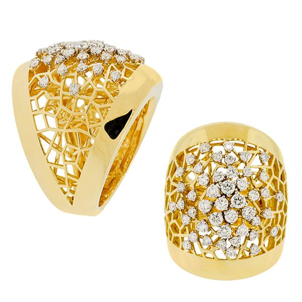18KT.YELLOW GOLD DOME LACEWORK RING