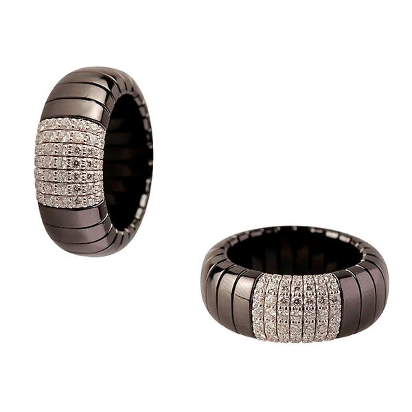 BLACK CERAMIC RING WITH 18KT. WHITE DIAMONDS AND WHITE GOLD