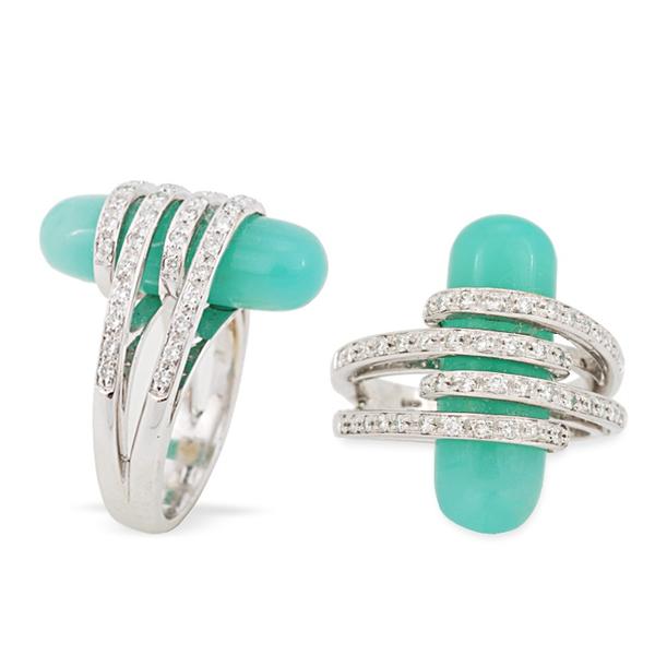 Chrysoprase Bullet and Diamond Ring