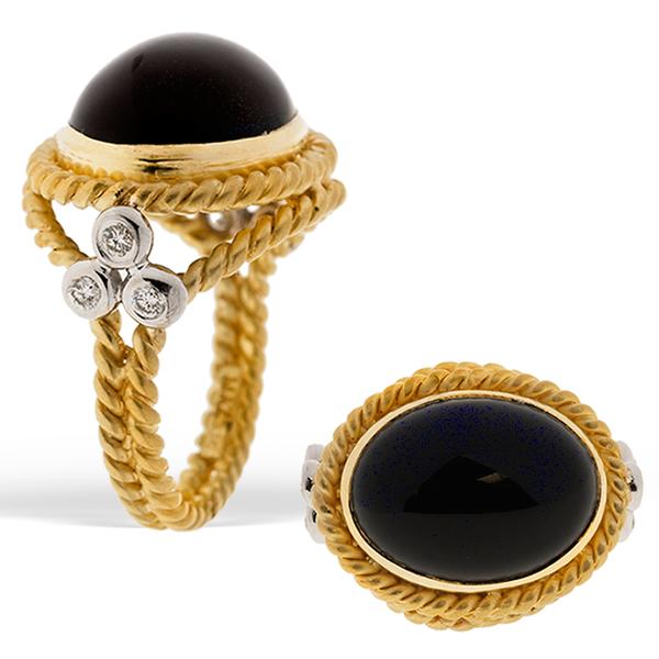 Maza Black Onyx and Diamond Ring