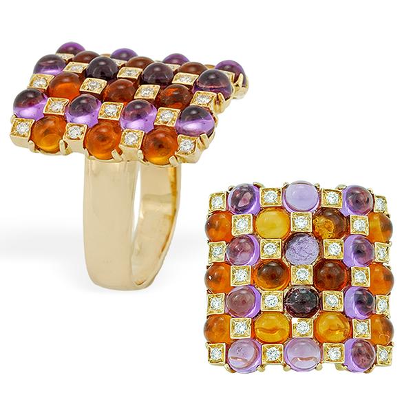 Checkerboard Multi-Stone Ring