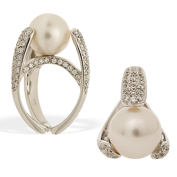 Io Si Scavia South Sea Pearl and Diamond Ring