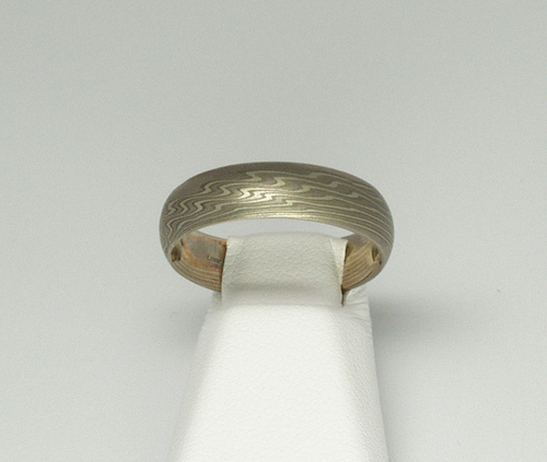 18k Gold Mokume Engagment Ring