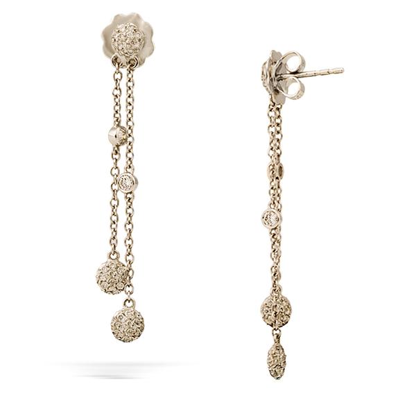 Pave Diamond and 18k Dangle Earrings