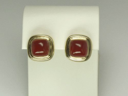 18k Yellow Gold and Coral Earrings
