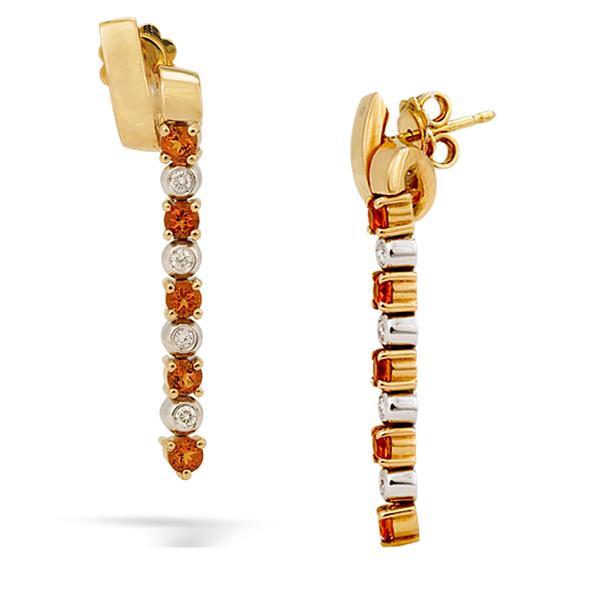 18k Earrings with Diamonds and Citrines