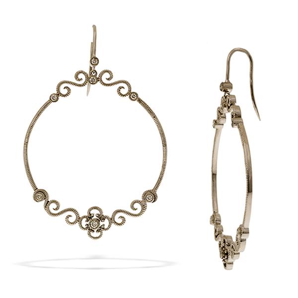 Leslie Greene Sterling Silver Hoops w/ Diamonds