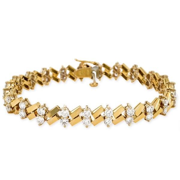 ZigZag Design Bracelet 18k Yellow Gold and Diamonds