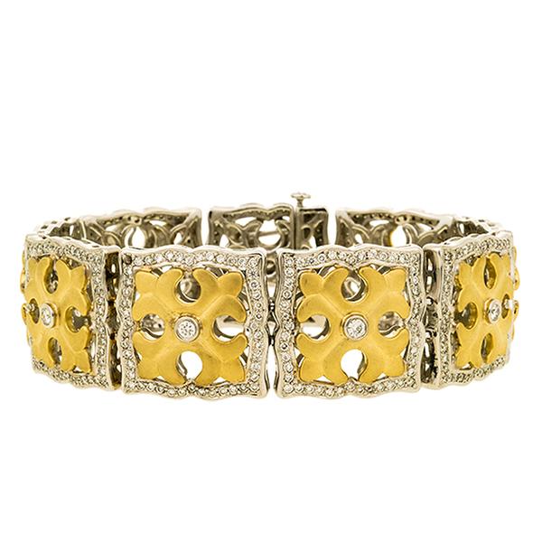 Charles Krypell 18k Two Toned and Diamond Bracelet