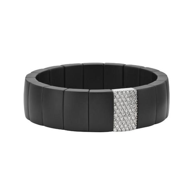 ONE RECTANGULAR MATT BLACK DIAMOND BRACELET. DOMINO COLLECTION