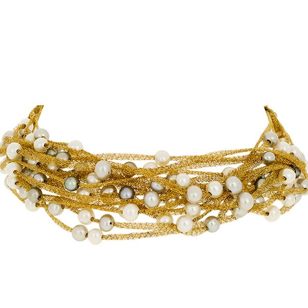 Calgaro 18k Yellow Gold and Grey Pearl Bracelet