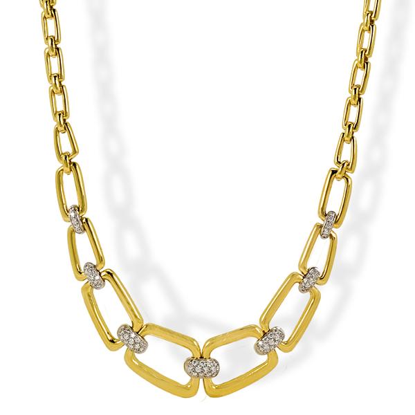 18k Yellow Gold and Diamond Contemporary Necklace