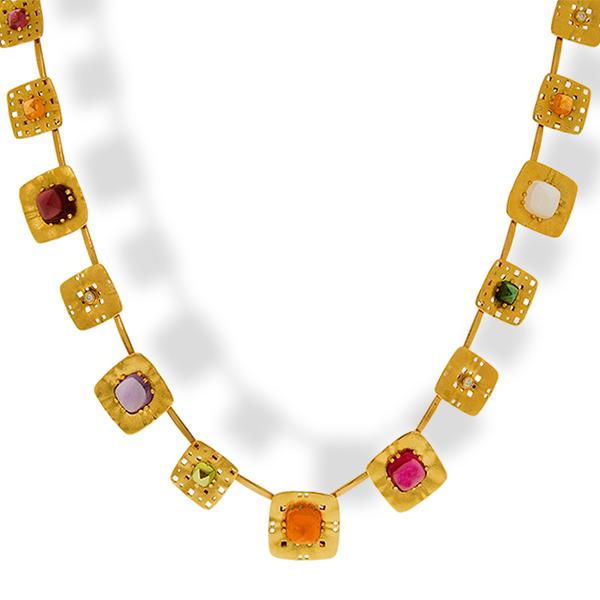 Alex Sepkus 18k Square Collection Multi-Stone Necklace