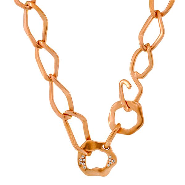 Antonini 'Oval Rolo', 18KP link necklace with Diamonds.