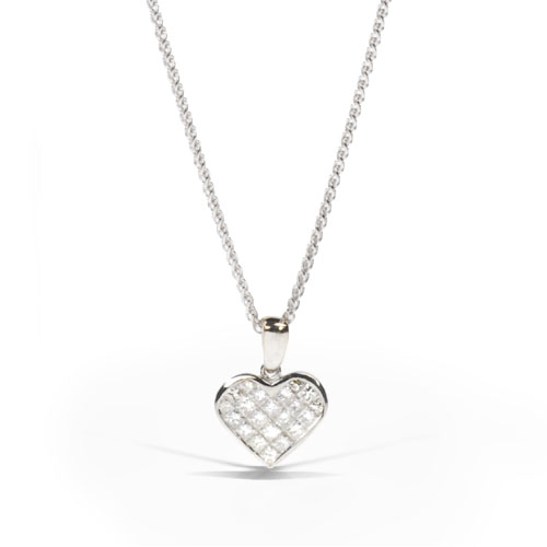 Heart Pendant w/ Princess Cut Diamonds