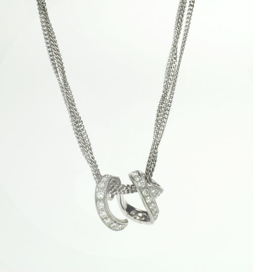 18k and Diamond Pendant w/ Multi-Strand Chain