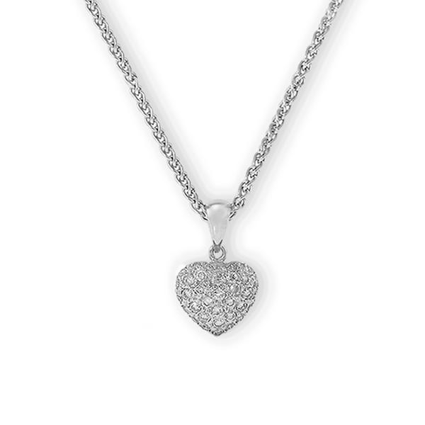 18k White Gold and Pave Heart