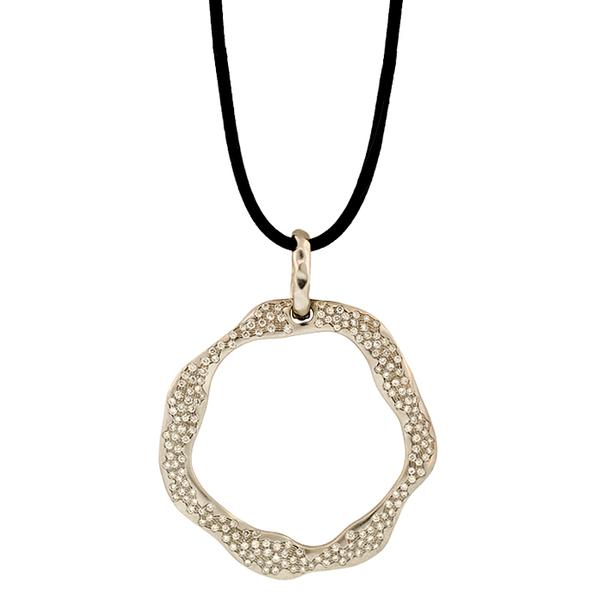 Antonini 18KW 'Circle Wave' pendant with pave' Diamonds.