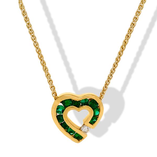 Charles Krypell Heart Pendant w/ Emeralds