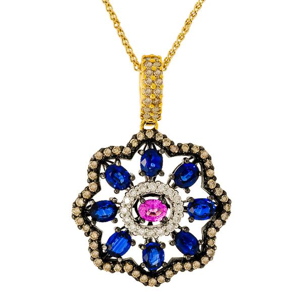 Sapphire and Diamond Pendant with White Gold