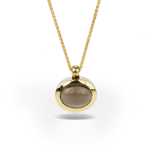 Smokey Quartz and 18k Yellow Gold Pendant