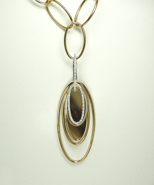 Palehorn Pendant with 18k 2-Tone Gold and Diamonds