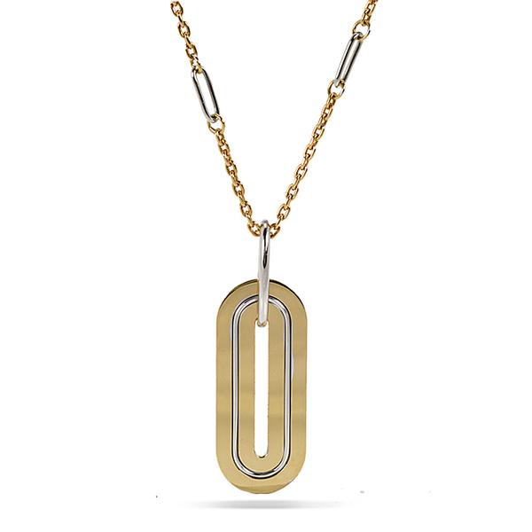 18k White and Yellow Gold Contemporary Dogtag