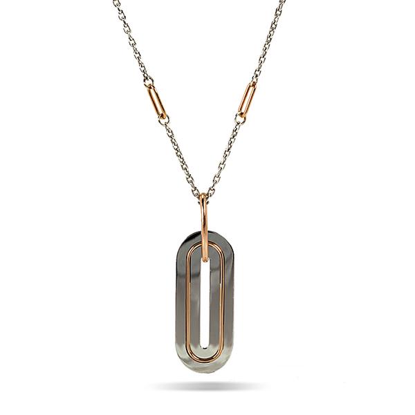 18k White and Rose Gold Contemporary Pendant