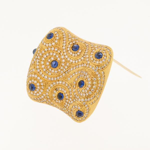 Lombardi 18k Pin with Sapphires and Diamonds